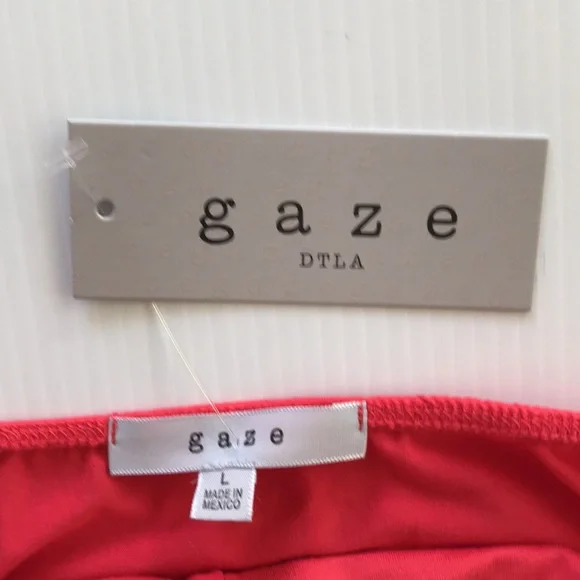 GAZE womens L spaghetti strap ruched red top NEW stretchy fabric - Picture 6 of 15